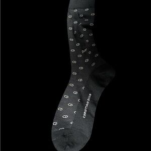 Dior Black Dress Socks with Subtle Logo Patterns one sock only